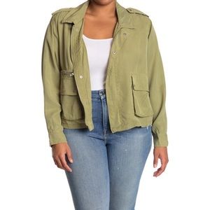 Blank NYC Cropped Utility Jacket Sz 3X Sage Camo Moto Bomber Military Relaxed